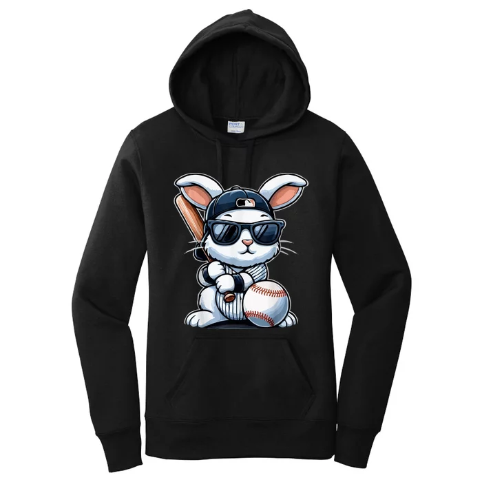 Funny Baseball Bunny Easter Women's Pullover Hoodie