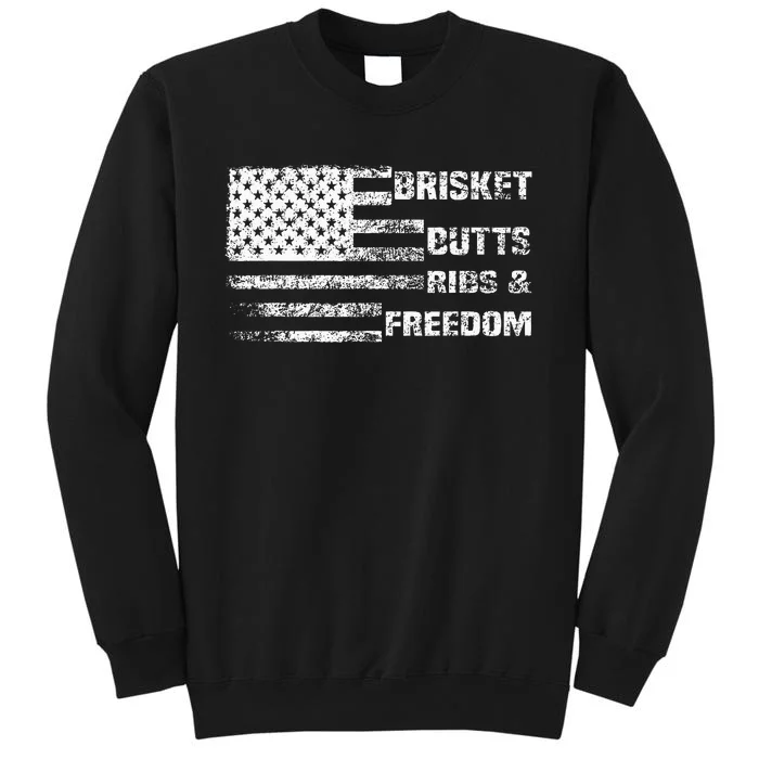 Funny Bbq Brisket Butts Ribs And Freedom Funny Grilling Tall Sweatshirt