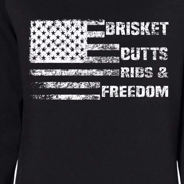 Funny Bbq Brisket Butts Ribs And Freedom Funny Grilling Womens California Wash Sweatshirt