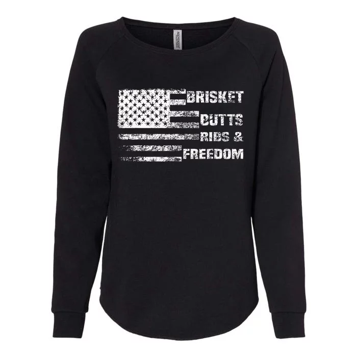 Funny Bbq Brisket Butts Ribs And Freedom Funny Grilling Womens California Wash Sweatshirt