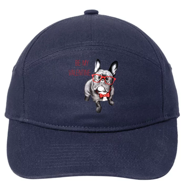 French Bulldog Be My Valentine With Red Glasses Gift 7-Panel Snapback Hat