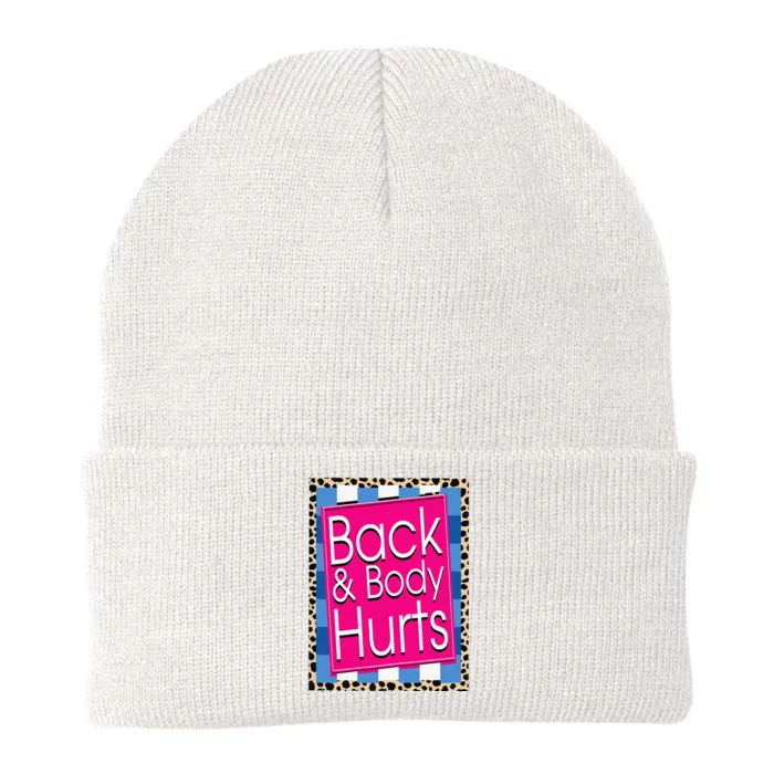 Funny Back Body Hurts Quote Workout Gym Leopard Knit Cap Winter Beanie