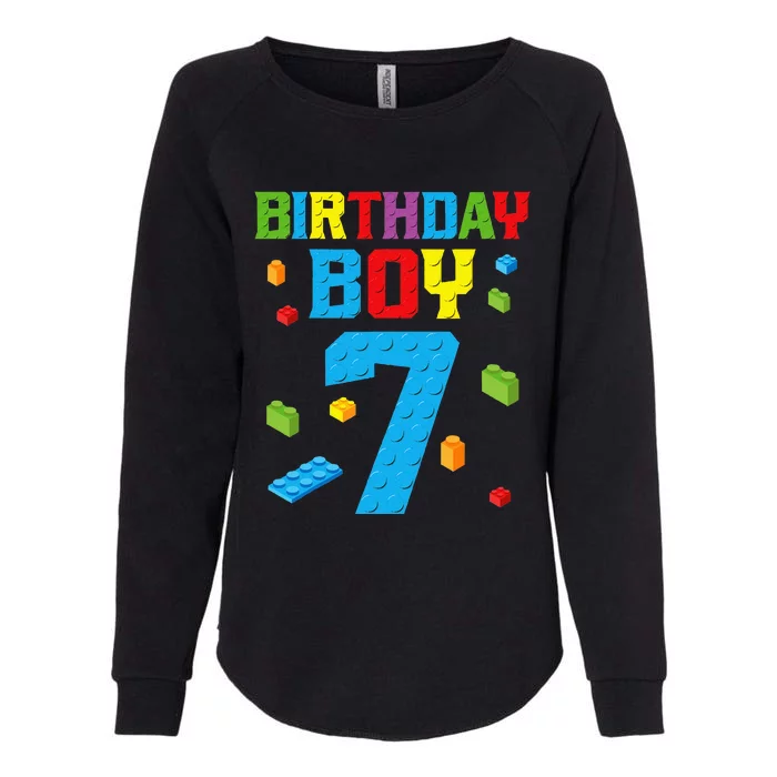 funny Building Bricks 7th Birthday Party Womens California Wash Sweatshirt