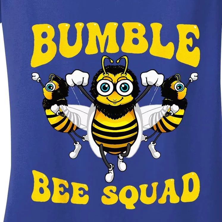 Funny Bumble Bee Design For Women Bee Squad Buddies Women's V-Neck T-Shirt