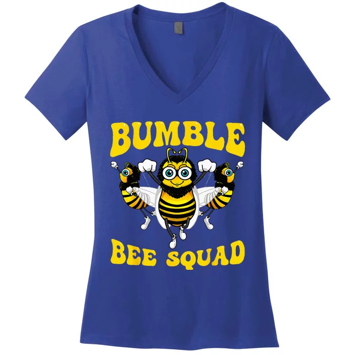 Funny Bumble Bee Design For Women Bee Squad Buddies Women's V-Neck T-Shirt