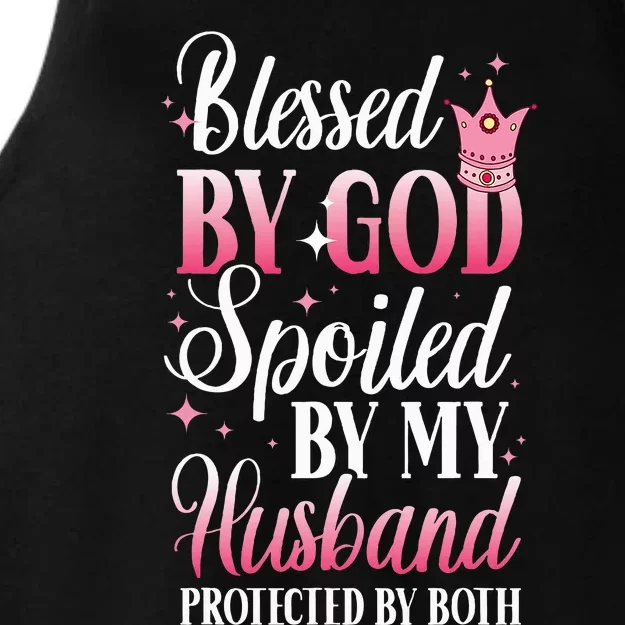 Funny Blessed by God Spoiled by My Husband Protected By Both Ladies Tri-Blend Wicking Tank