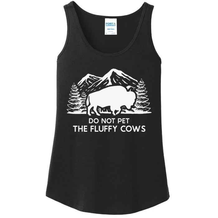 Funny Buffalo Bison Do Not Pet The Fluffy Cow Ladies Essential Tank