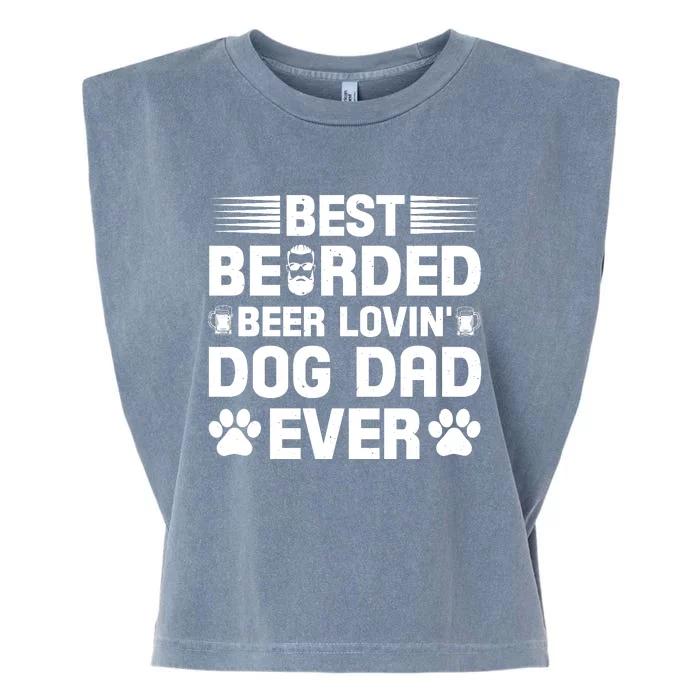 Funny Best Bearded Beer Lovin Dog Dad Slogan Garment-Dyed Women's Muscle Tee