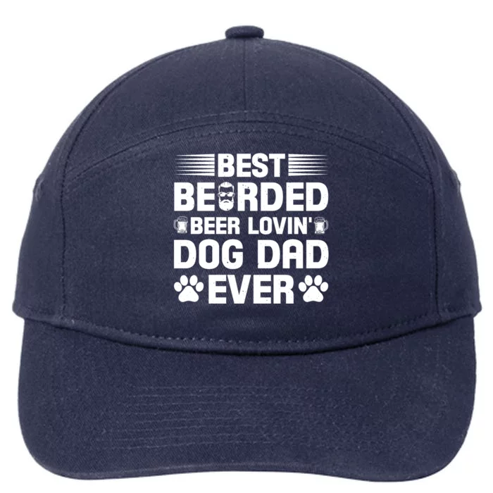 Funny Best Bearded Beer Lovin Dog Dad Slogan 7-Panel Snapback Hat