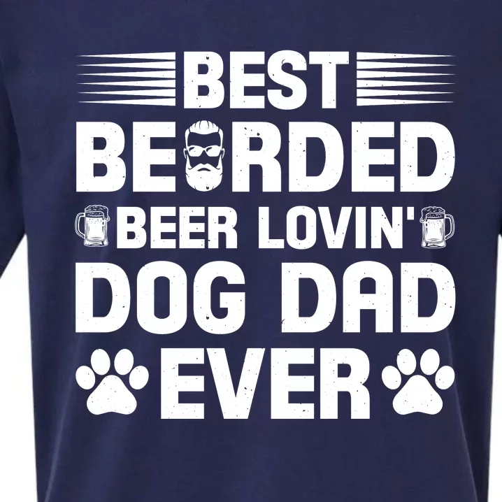 Funny Best Bearded Beer Lovin Dog Dad Slogan Sueded Cloud Jersey T-Shirt