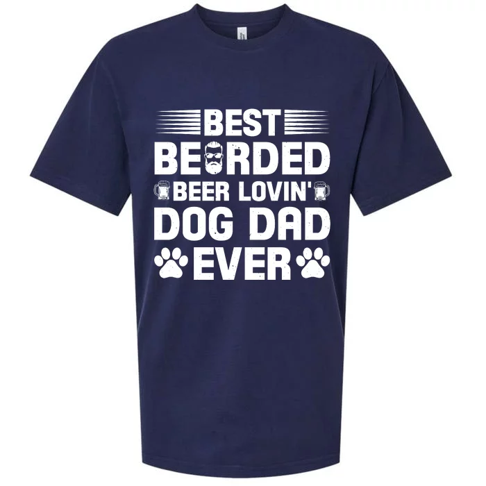 Funny Best Bearded Beer Lovin Dog Dad Slogan Sueded Cloud Jersey T-Shirt