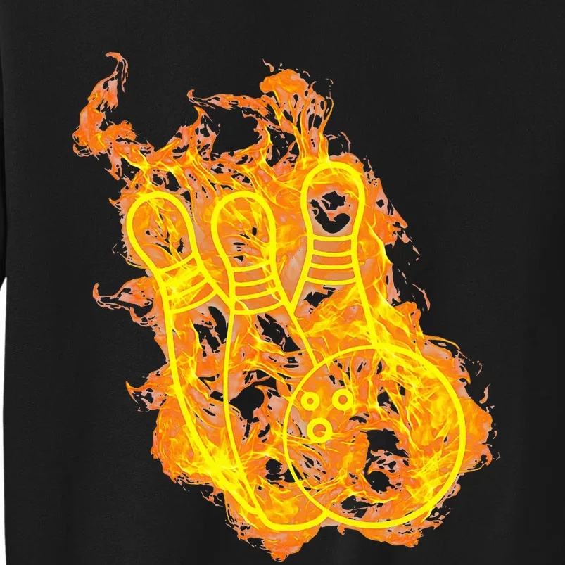 Fire Bowling Ball And Bowling Pins Flaming Bowler Tall Sweatshirt