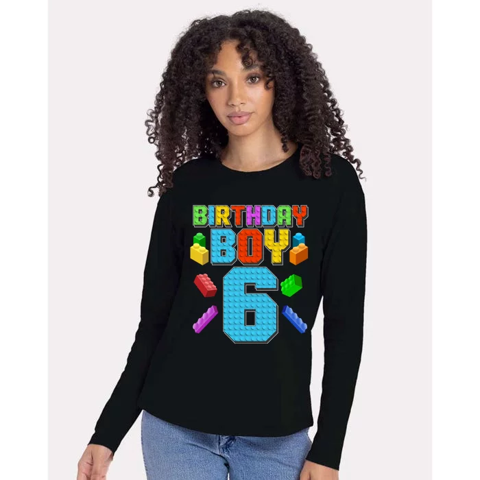 Funny Birthday Boy 6th Birthday Lego Master Builder Womens Cotton Relaxed Long Sleeve T-Shirt