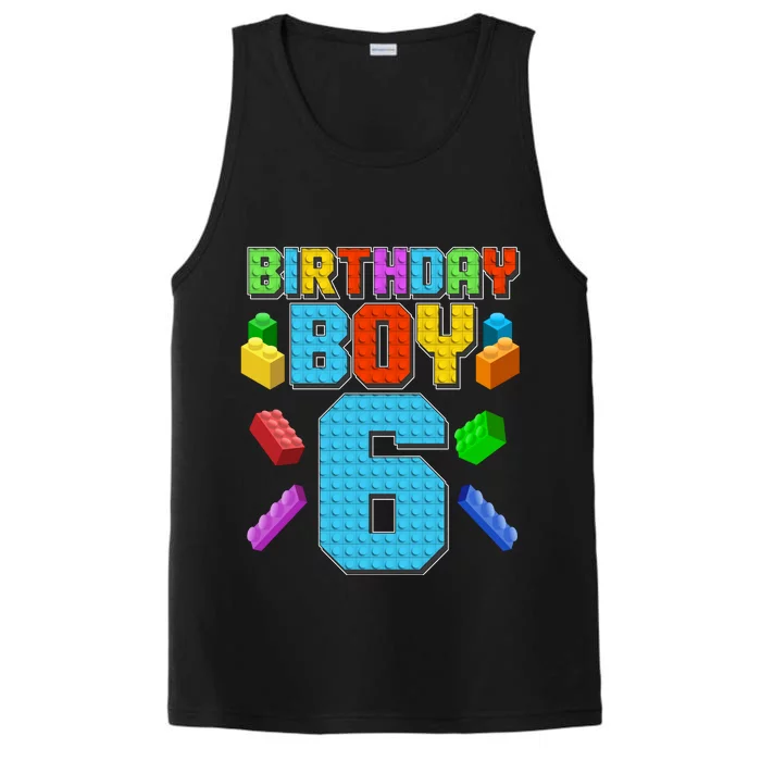 Funny Birthday Boy 6th Birthday Lego Master Builder Performance Tank