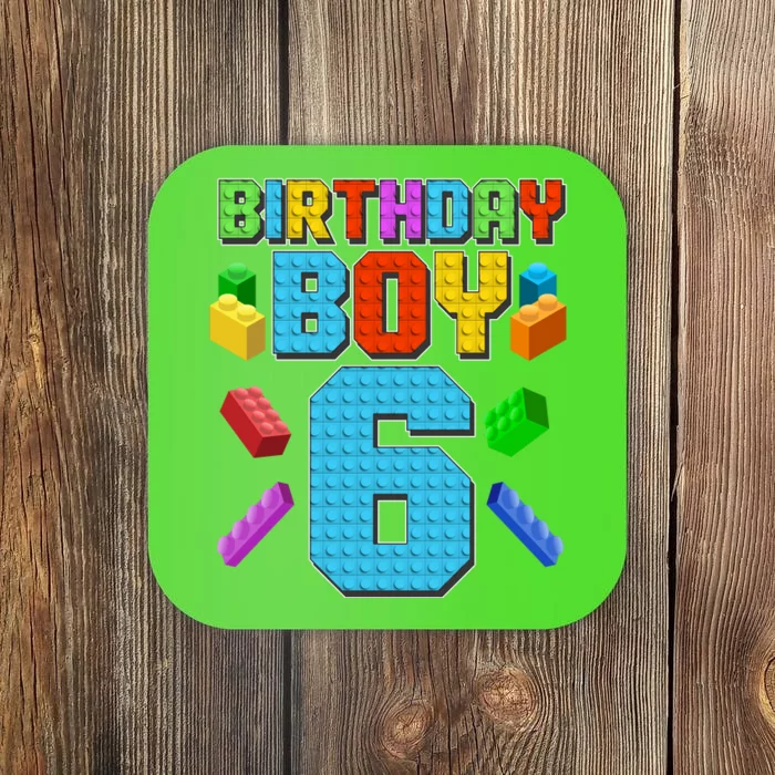 Funny Birthday Boy 6th Birthday Lego Master Builder Coaster