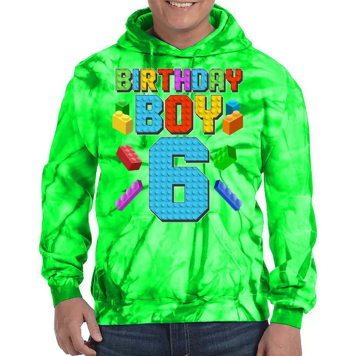 Funny Birthday Boy 6th Birthday Lego Master Builder Tie Dye Hoodie