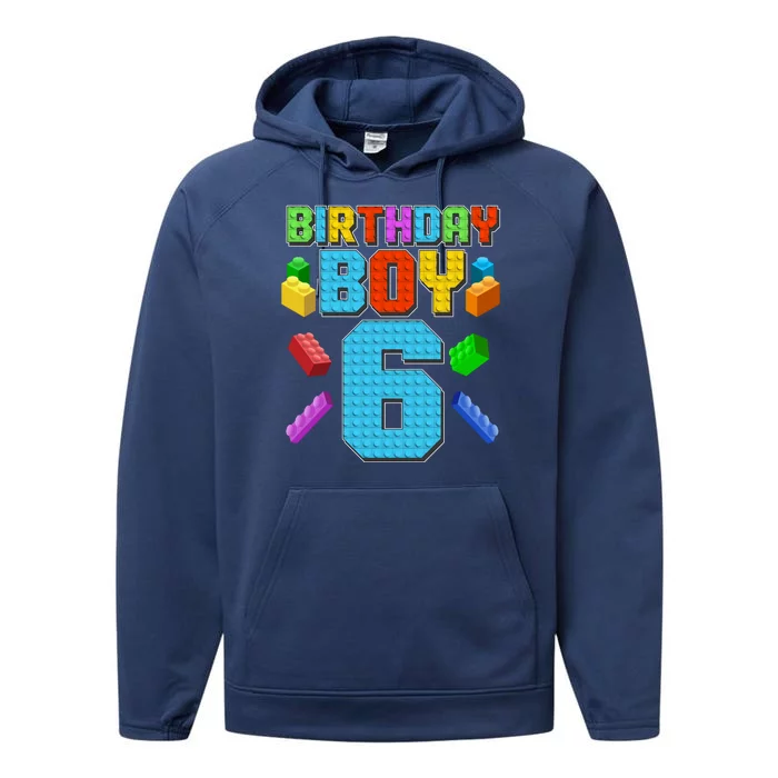 Funny Birthday Boy 6th Birthday Lego Master Builder Performance Fleece Hoodie