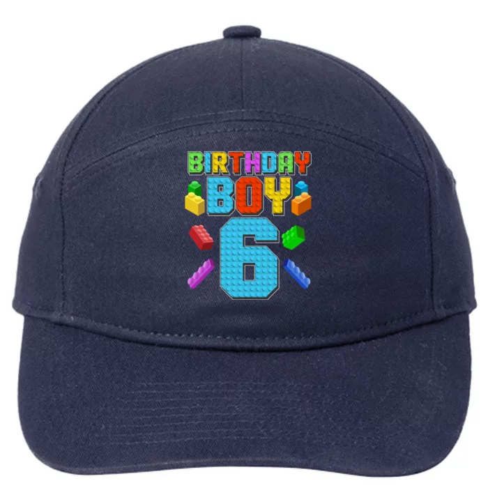 Funny Birthday Boy 6th Birthday Lego Master Builder 7-Panel Snapback Hat