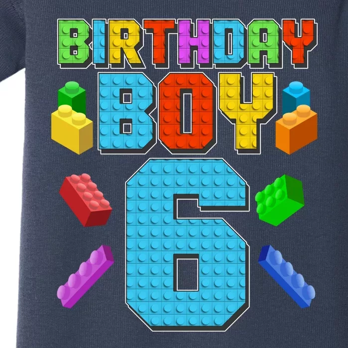 Funny Birthday Boy 6th Birthday Lego Master Builder Baby Bodysuit