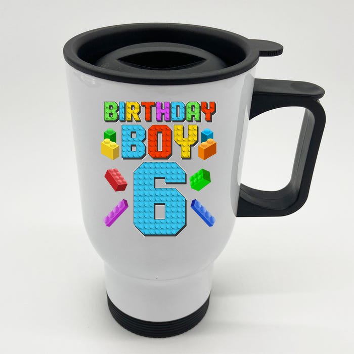 Funny Birthday Boy 6th Birthday Lego Master Builder Front & Back Stainless Steel Travel Mug