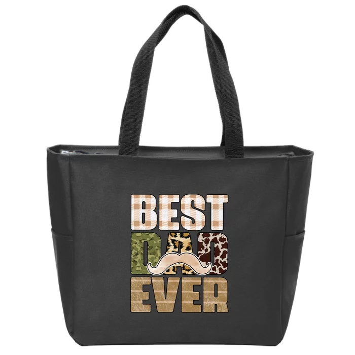 Funny Beard Best Dad Ever Sublimation Father's Day Zip Tote Bag