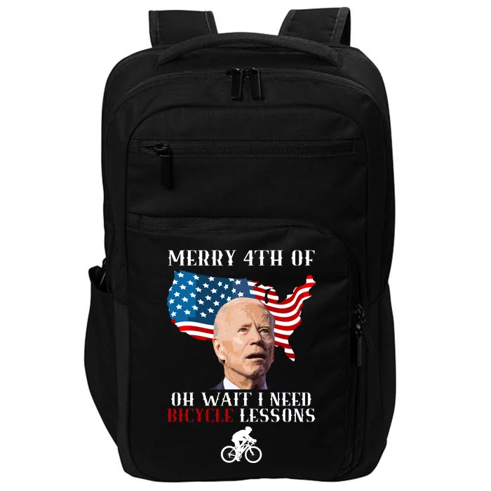 Funny Biden Bicycle Bike Lesson Merry 4th Of July Impact Tech Backpack