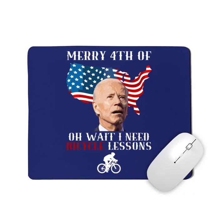 Funny Biden Bicycle Bike Lesson Merry 4th Of July Mousepad