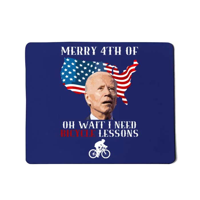 Funny Biden Bicycle Bike Lesson Merry 4th Of July Mousepad