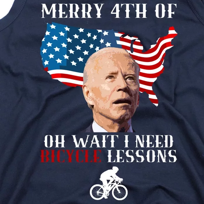 Funny Biden Bicycle Bike Lesson Merry 4th Of July Tank Top