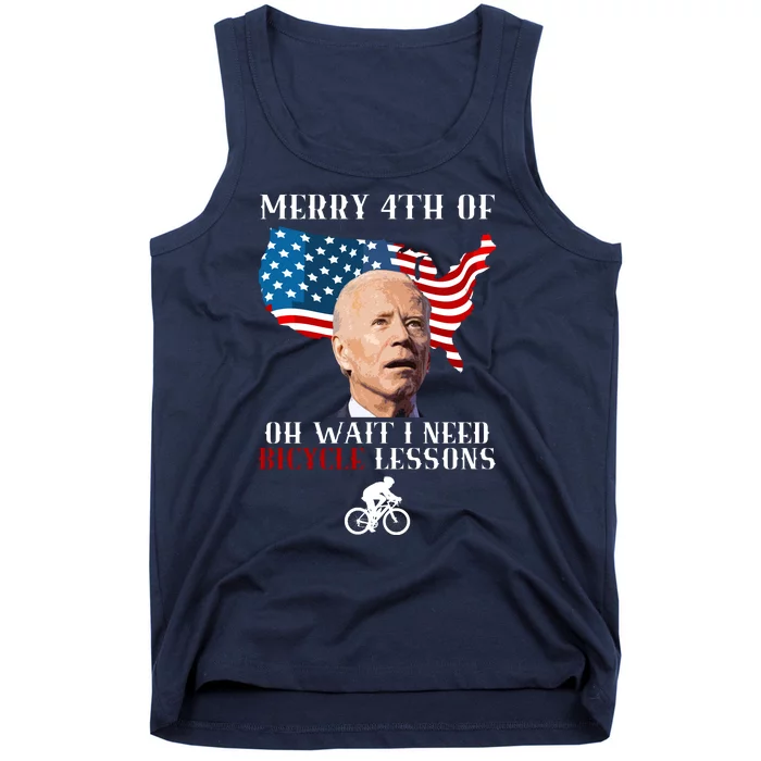 Funny Biden Bicycle Bike Lesson Merry 4th Of July Tank Top