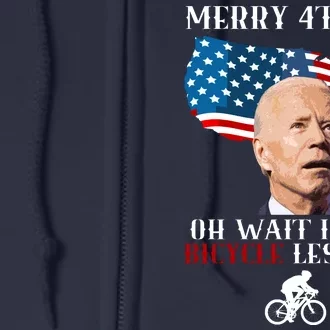 Funny Biden Bicycle Bike Lesson Merry 4th Of July Full Zip Hoodie