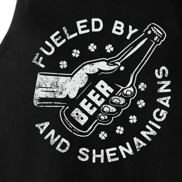 Fueled By Beer And Shenanigans St Patricks Ladies Tri-Blend Wicking Tank