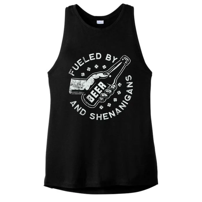 Fueled By Beer And Shenanigans St Patricks Ladies Tri-Blend Wicking Tank