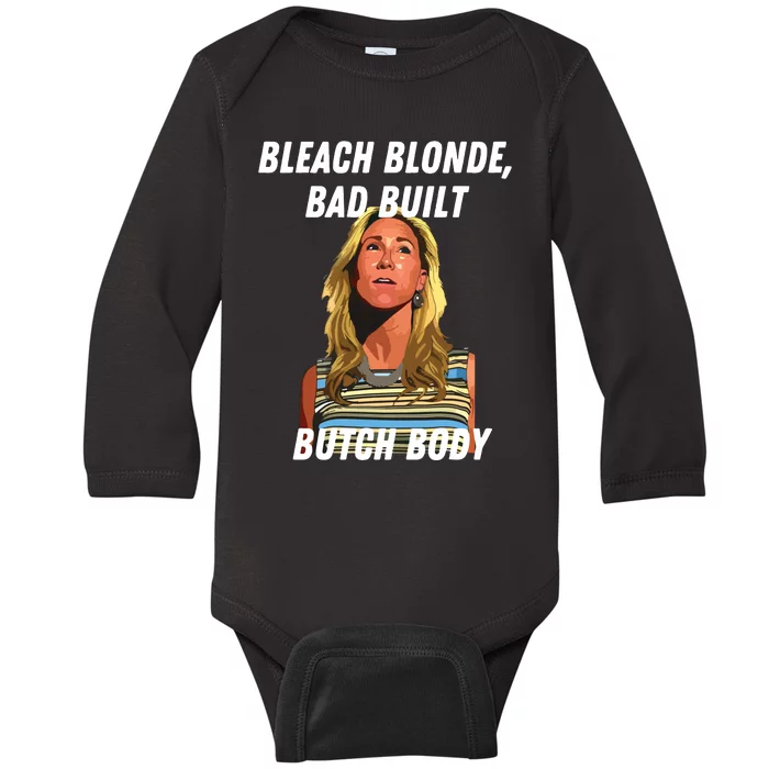 Funny Bleach Blonde Bad Built Butch Body Baby Long Sleeve Bodysuit