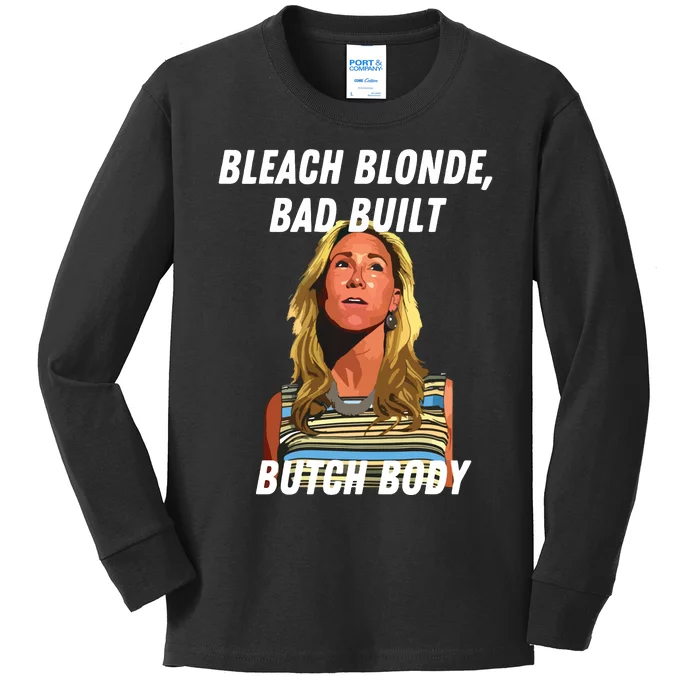 Funny Bleach Blonde Bad Built Butch Body Kids Long Sleeve Shirt