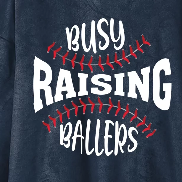 Funny Baseball - Busy Raising Ballers Hooded Wearable Blanket