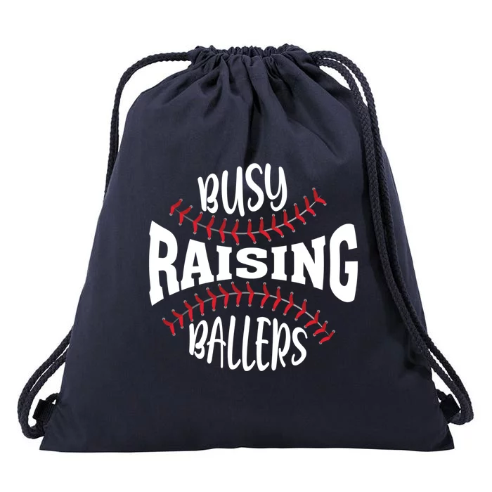 Funny Baseball - Busy Raising Ballers Drawstring Bag