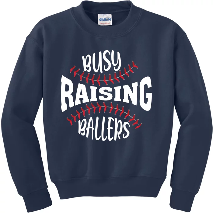 Funny Baseball - Busy Raising Ballers Kids Sweatshirt