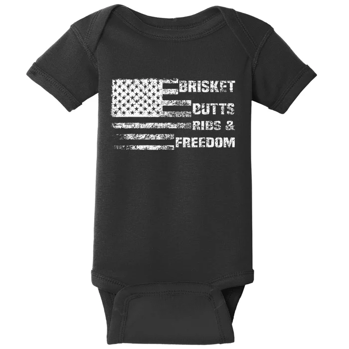 Funny Bbq Brisket Butts Ribs And Freedom Baby Bodysuit