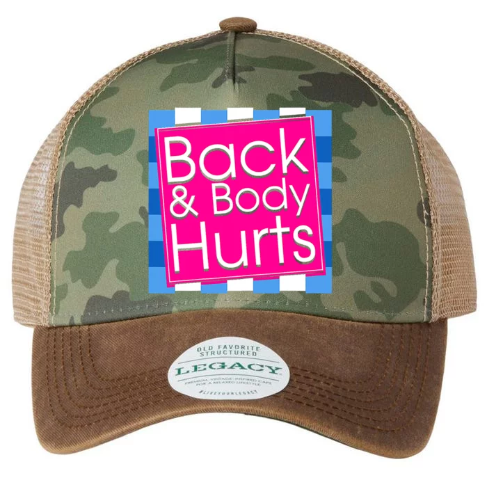 Funny Back Body Hurts Tee Quote Exercise Workout Gym Top Legacy Tie Dye Trucker Hat