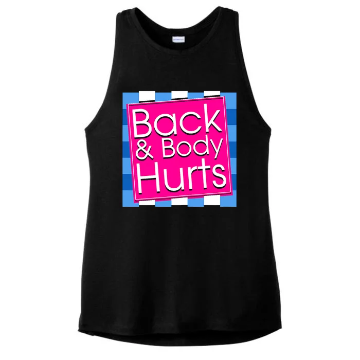 Funny Back Body Hurts Tee Quote Exercise Workout Gym Top Ladies Tri-Blend Wicking Tank