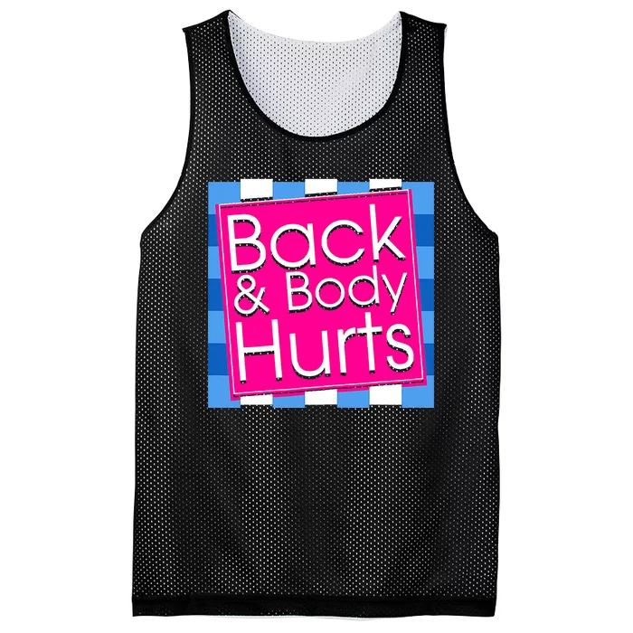 Funny Back Body Hurts Tee Quote Exercise Workout Gym Top Mesh Reversible Basketball Jersey Tank