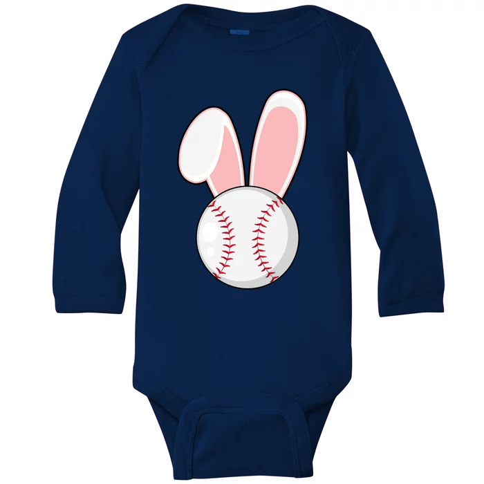 Funny Baseball Bunny Easter Gift Gift Baby Long Sleeve Bodysuit