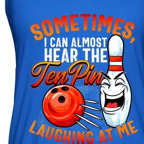 Funny Bowling , Bowler Tee, Tenpin Bowling, Ten Pin Ladies Essential Flowy Tank