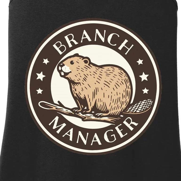 Funny Beaver Branch Manager Pun Ladies Essential Tank