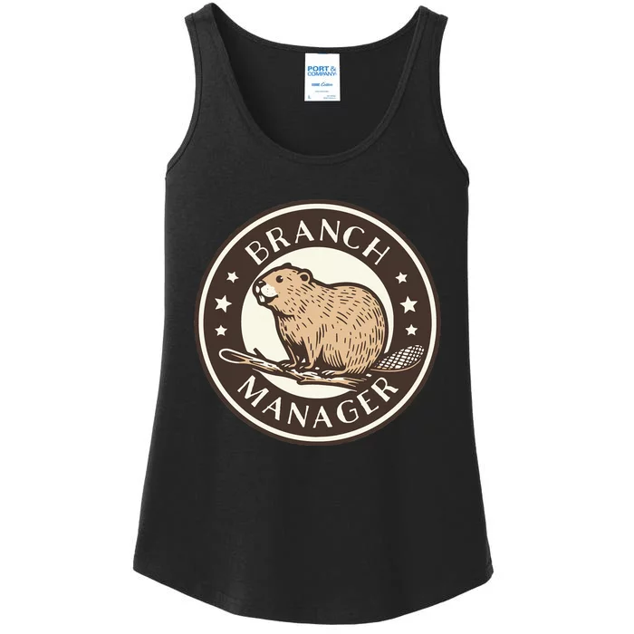 Funny Beaver Branch Manager Pun Ladies Essential Tank