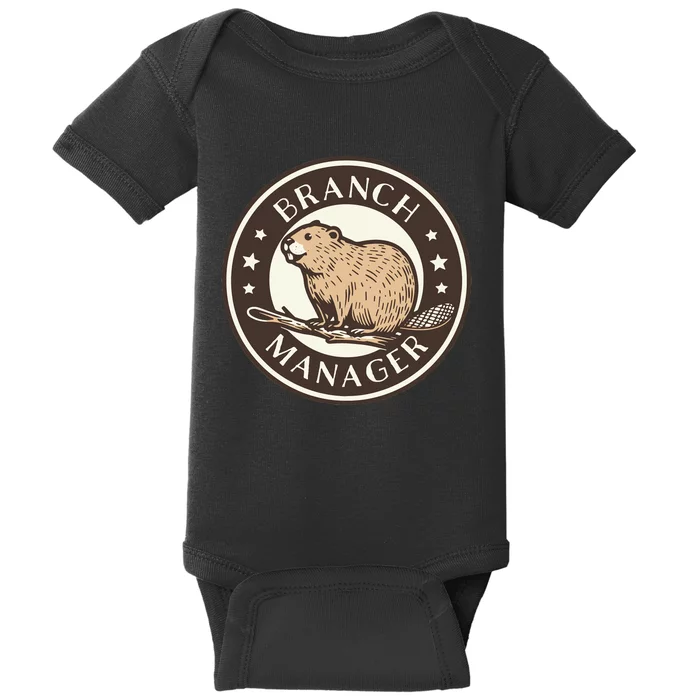 Funny Beaver Branch Manager Pun Baby Bodysuit