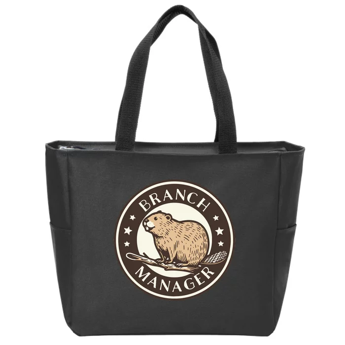 Funny Beaver Branch Manager Pun Zip Tote Bag