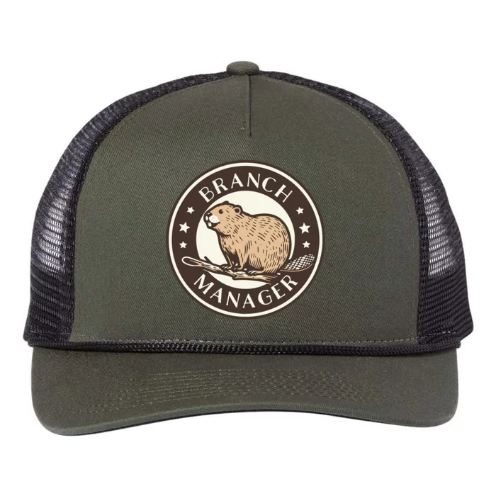 Funny Beaver Branch Manager Pun Retro Rope Trucker Hat Cap