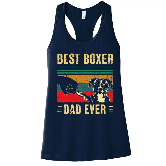 Funny Best Boxer Dad Ever Funny Boxer Dog Dad Fathers Day Women's Racerback Tank